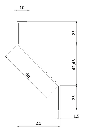 Z profil lamela L=3000 mm, 23x60x25x1,5 mm s vyztuženou hranou 10 mm, zinkovaný plech, použití pro plotovou výplň v kombinaci s KU50Zn a profilem 50 mm, cena za 3 m kus - slide 2