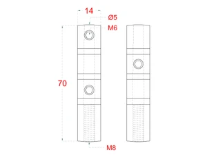 Úchyt so závitom M8 pre nerezové lanko ø5mm, brúsená nerez K320/AISI304 - slide 2