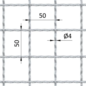 Žebírkové pletené síto - rovné, oko: 50x50mm, průměr pletiva ø4mm, rozměr 1000x2000mm, pozinkované - slide 2