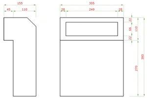 schránka poštová (380x305x150mm), hrúbka 1.5mm), max. formát listu: A4, farba: RAL 7016 Antracit - slide 3