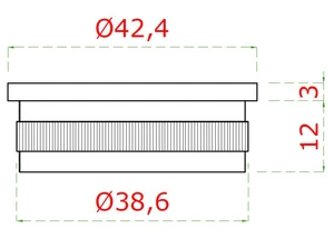 Ukončenie na trubku ø42.4mm, brúsená nerez AISI316 - slide 1