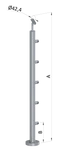 nerezový stĺp, vrchné kotvenie, 5 radový, priechodný, vrch nastaviteľný (ø 42.4x2mm), brúsená nerez K320 /AISI304
