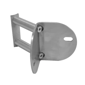 Úchyt na vnější rohové kotvení sloupu ø 42.4mm, (kotevní deska tloušťky 4mm, ø 100), broušená nerez K320 /AISI304 - slide 1