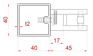 Nerezový sloup, boční kotvení, výplň: sklo, pravý - slide 3