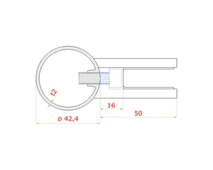 nerezový stĺp, bočné kotvenie, výplň: sklo, pravý, vrch nastaviteľný (ø 42.4x2mm), brúsená nerez K320 /AISI304 - slide 3