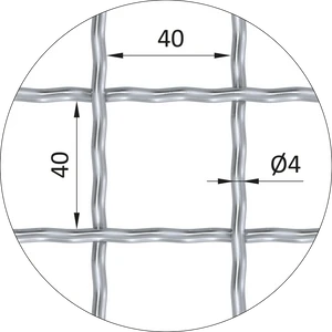 Žebírkové pletené síto - rovné, oko: 40x40mm, průměr pletiva ø4mm, rozměr 1000x2000mm, pozinkované - slide 1