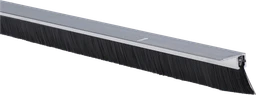 Hliníková těsnící lišta s kartáčem, H = 16 mm, h = 6 mm, L = 14 mm (délka vlasce), A = 5 mm, celková délka 1000mm