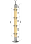 Dřevěný sloup, vrchní kotvení, 4 děrový rohový, vrch pevný (40x40 mm), materiál: buk, broušený povrch bez nátěru