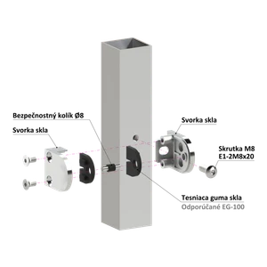 Svorka plochá, sklo 6-10.76mm, brúsená nerez AISI304 - slide 3