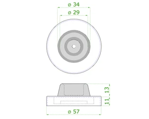 nerezový doraz dverí s gumou (ø 57x24mm), brúsená nerez K320 /AISI304 - slide 2