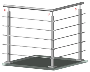 Nerezový sloup, vrchní kotvení, 5řadový průchozí - slide 1