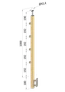 dřevěný sloup, boční kotvení, 4 řadový, průchozí, vnější, vrch pevný (40x40mm), materiál: buk, broušený povrch s nátěrem BORI (bezbarvý)