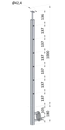 nerezový stĺp, bočné kotvenie, 6 dierový koncový, pravý, vrch pevný (ø 42.4x2mm), brúsená nerez K320 /AISI316