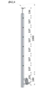 Nerezový sloup, boční kotvení, 6děrový koncový, pravý