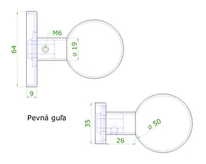 Koule ke kličce s oválnou rozetou, pevná, bal.: 1 ks, broušená nerez K320 /AISI304 - slide 2