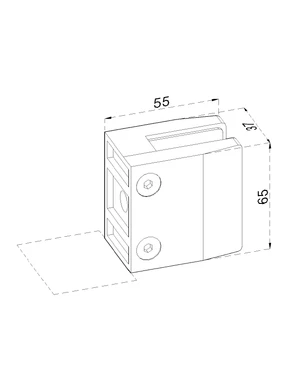 Svorka skla plochá (65x55x38 mm), broušená nerez K320 / AISI304, balení neobsahuje gumičky na sklo - slide 1