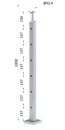 Nerezový sloup, vrchní kotvení, 6 děrový průchodný, vrch pevný,(40x40 mm), broušená nerez K320 / AISI304