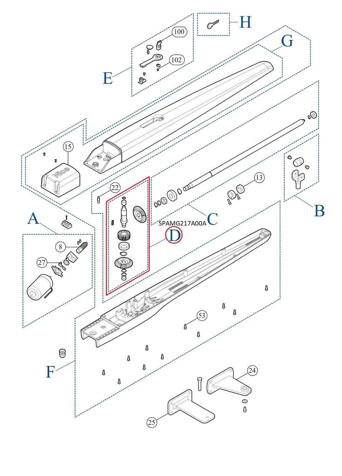 SPAMG217A00A kit převodovky pro TO7024/ BIG METRO