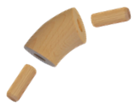 drevený spojovací oblúk (ø 42mm /45°), materiál: buk, brúsený povrch bez náteru