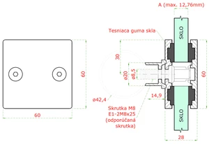 Svorka skla priama na trubku, na sklo 8-12.76mm, AISI 304 - slide 2