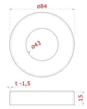 Kryt príruby (84x15mm) na trubku ø 42.4mm, otvor ø 42.8mm, leštená nerez /AISI304 - slide 1