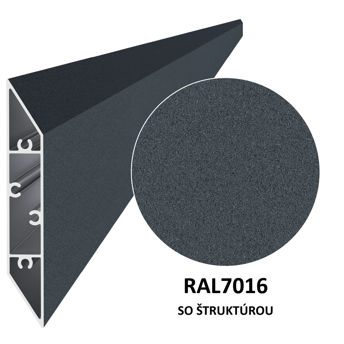 Profil 108x16mm, L-6000mm, práškový lak, štruktúra RAL7016