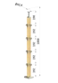 drevený stĺp, vrchné kotvenie, 4 radový, rohový: 90° vrch pevný (40x40mm), materiál: buk, brúsený povrch s náterom BORI (bezfarebný)