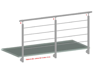 Nerezový sloup, boční kotvení, 4děrový koncový, levý - slide 1