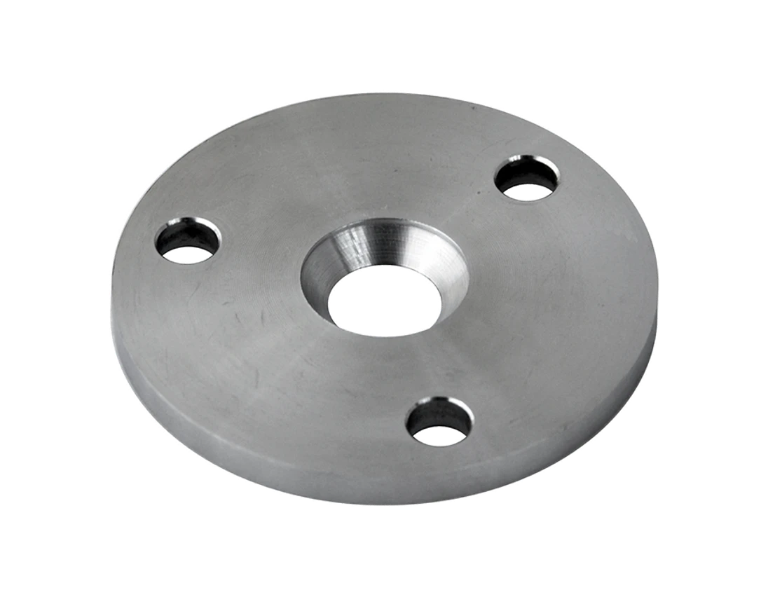 Kotevní deska (80x6 mm) na dřevěný sloup, otvor: ø 25/13 mm, broušená nerez K320 / AISI304