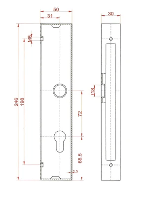 Kazeta 245x50x30mm, na jekl 50x30mm, se zámkem ZM72/50 - slide 1