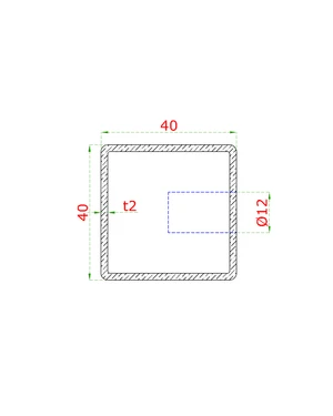 Nerezový sloup na francouzský balkón, boční kotvení, 5 dírový, pravý, vrch pevný, (40x40x2.0 mm), broušená nerez K320 /AISI304 - slide 2