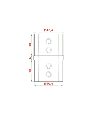 Přechod - přímý (ø 42,4x1,5 mm) na madlo EB1-HM42, lepený spoj, broušená nerez K320 / AISI304 - slide 1