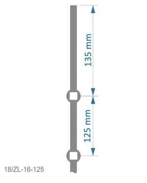 Probíjená tyč 16 x 16 mm, rozteč děr 125 mm, délka 2000 mm, oko 16 x 16 mm, na tyči je 14 děr - slide 1