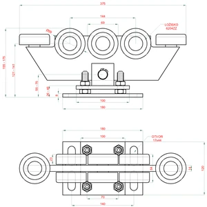 Vozík regulovatelný pro profil 80 x 80 x 5 mm, ocelová kolečka 8 ks - slide 2