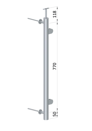 nerezový stĺp, bočné kotvenie, výplň: sklo, pravý, vrch pevný, (ø 42.4x2mm), brúsená nerez K320 /AISI304 - slide 1