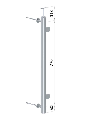 nerezový stĺp, bočné kotvenie, výplň: sklo, pravý, vrch pevný, (ø 42.4x2mm), brúsená nerez K320 /AISI304 - slide 1