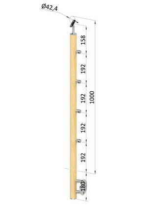 Dřevěný sloup, boční kotvení, 4řadový, průchozí, vnitřní - slide 0