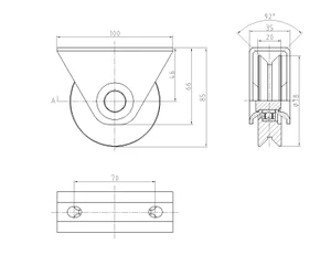 vodící kladka ø 80mm s opěrou, V profil - slide 1