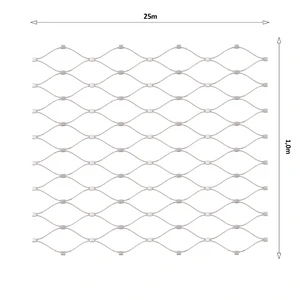 Nerezová lanková sieť, 1,0m x 25m (šxd), oko 60x104 mm, hrúbka lanka 2mm, AISI316 (V nerozloženom stave má sieť 29,8m) - slide 0