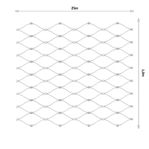 Nerezová lanková síť, 1,0x25 m (šxd), oko 60x104 mm, průměr lanka 2 mm, AISI316 - slide 0