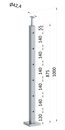 nerezový stĺp, vrchné kotvenie, 6 dierový priechodný, vrch pevný (40x40mm), brúsená nerez K320 /AISI304