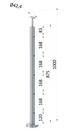 nerezový sloup, vrchní kotvení, 5 děrový průchozí, vrch pevný (ø 42.4x2mm), broušená nerez K320 /AISI304
