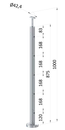 Nerezový sloup, vrchní kotvení, 5děrový průchozí