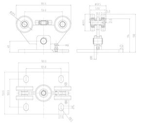 PICCOLO INOX (67x67 mm) nerezový samonosný systém pro posuvné brány do 200 kg/ otvor: 4 m (C399P-IX 1x6 m nerezový profil, C395P-IX 2 ks, C397P-IX 1 ks, C396P-IX 1 ks), nerez AISI304 bez povrch. úpravy - slide 2