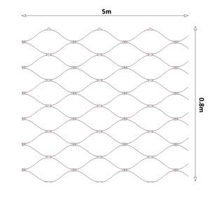 nerezová lanková sieť, 0,8m x 5m (šxd), oko 60x104 mm, hrúbka lanka 2mm, AISI316 (V nerozloženom stave má sieť 5,96m) - slide 0