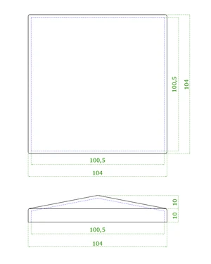 Ukončení stříška na jekl (100x100mm), broušená nerez K320 / AISI304 - slide 1