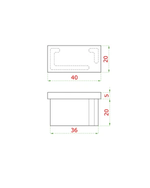 Ukončení - zátka na jekl (40x20x2 mm) broušená nerez K320 / AISI304 - slide 1