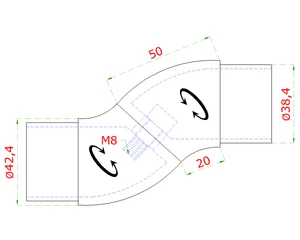 Spojka nastavitelná do 360° na trubku ø42,4 mm, leštěná nerez / AISI304 - slide 1