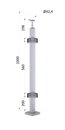nerezový stĺp, vrchné kotvenie, výplň: sklo, rohový, vrch pevný (40x40mm), brúsená nerez K320 /AISI304