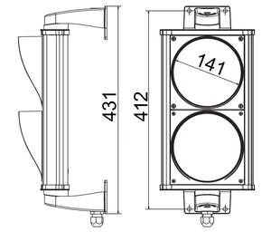 ASF Semafor dvoukomorový, červená/zelená LED, hliníkové tělo, 0-230V, IP65 - slide 2